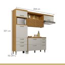 Ver imagem 3 de Cozinha 3 Peças Ripado Princesa 100% MDF Marrom/Freijó/Off White