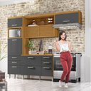 Ver imagem 4 de Cozinha 3 Peças Ripado Princesa 100% MDF Marrom/Freijó/Grafite