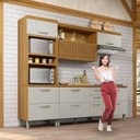Ver imagem 5 de Cozinha Torre Quente 4 Peças Ripado Princesa 100% MDF Marrom/Freijó/Off White