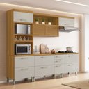 Ver imagem 1 de Cozinha Torre Quente 4 Peças Ripado Princesa 100% MDF Marrom/Freijó/Off White