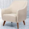 Poltrona Decorativa La Paloma Pés Madeira Linho Rústico Bege - 4