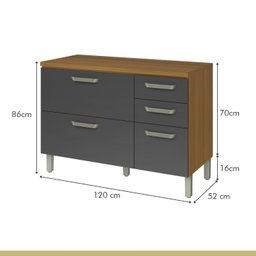Cozinha Torre Quente 4 Peças Ripado Princesa 100% Mdf - 11
