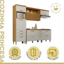 Ver imagem 4 de Cozinha 4 Peças Ripado Princesa 100% MDF Marrom/Freijó/Off White