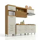 Ver imagem 3 de Cozinha 4 Peças Ripado Princesa 100% MDF Marrom/Freijó/Off White