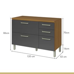 Cozinha 4 Peças Ripado Princesa 100% Mdf - 11