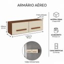 Ver imagem 2 de Armário Aéreo para Geladeira Mara 80cm 2 Portas para Cozinha Cor:savana / Off White