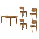 Ver imagem 1 de Conjunto: Mesa Sala Jantar Londrina Curvo 120cm + 4 Cadeiras Havana Naturale - Suede Marrom Rufato