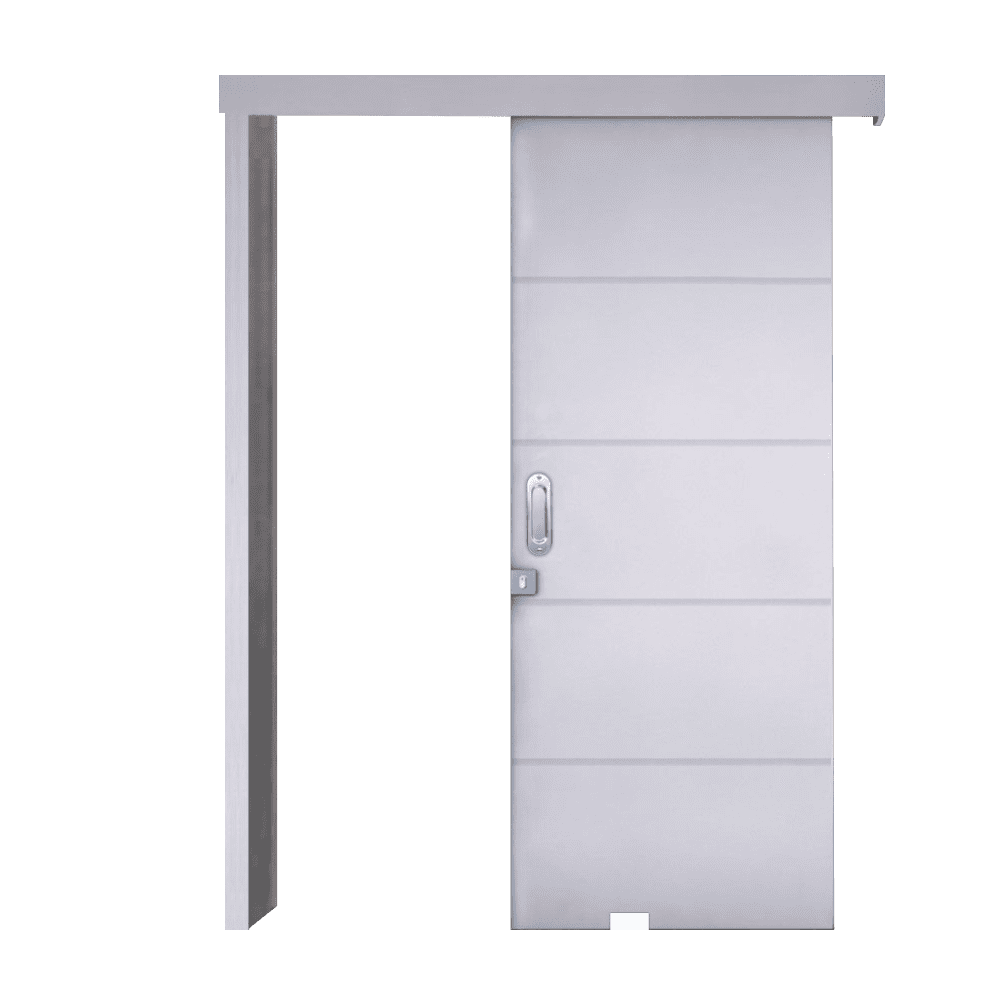 Porta de Correr Ecopratico Branco 210x80 Frisada com Fechadura Ecookits