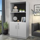 Ver imagem 2 de Estante para Escritório 80cm 2 Portas 3 Prateleiras Web30 G04 Cinza - Mpozenato