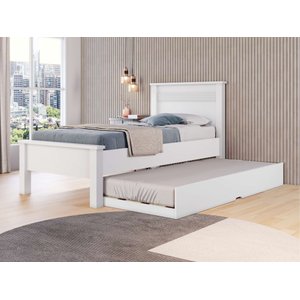 Cama Solteiro Barcelona com Auxiliar Conquista Branco
