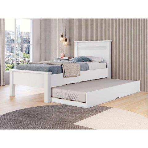 Cama Solteiro Barcelona com Auxiliar Conquista Branco