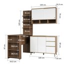 Ver imagem 6 de Cozinha Completa 4 Peças com Bancada Mesa Gourmet Armário Aéreo e Balcão de Pia Mel Luciane Móveis