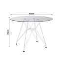 Ver imagem 3 de Mesa de Jantar Redonda Vidro 90cm com 4 Poltronas Pretas Ferro Branco Preto