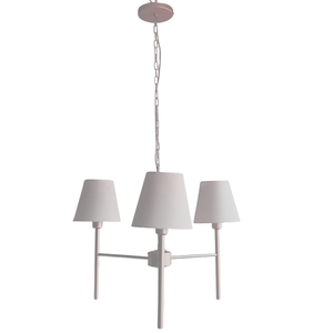 Lustre Estilo Tocheiro 3 Braços Branco com Cúpula Branca