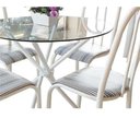 Ver imagem 2 de Conjunto Mesa Aço Redonda 4 Cadeiras Tampo Vidro Incolor 8m Quality