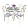 Conjunto Mesa Aço Redonda 4 Cadeiras Tampo Vidro Incolor 8m Quality - 1