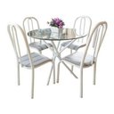 Ver imagem 1 de Conjunto Mesa Aço Redonda 4 Cadeiras Tampo Vidro Incolor 8m Quality