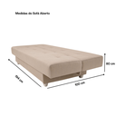 Ver imagem 3 de Sofá Cama 3 Lugares Casal Reclinável Suede com Almofadas - Bege