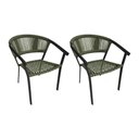 Ver imagem 1 de Kit 2 Cadeiras de Jantar Corda Náutica Verde Musgo Base Aluminio Preto Sofia Linha Plus