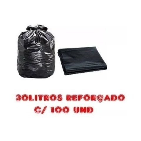 Saco de Lixo 30litros C/ 100 Un Preto Reforçado