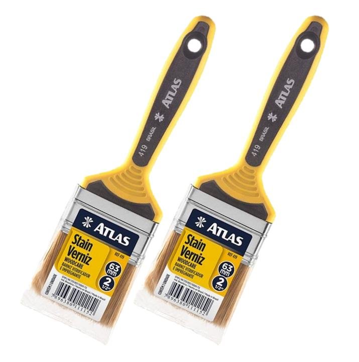 Kit 2 Pincel Trinchas para Pintura Atlas Media 419 2 1/2 Polegadas ...