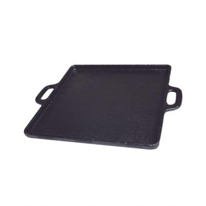 Bifeteira de Ferro Fundido Lisa Quadrada Alça Ferro 20cm