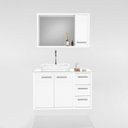 Ver imagem 3 de Gabinete para Banheiro com Tampo de Vidro Cuba de Sobrepor e Espelheira 80cm Turin