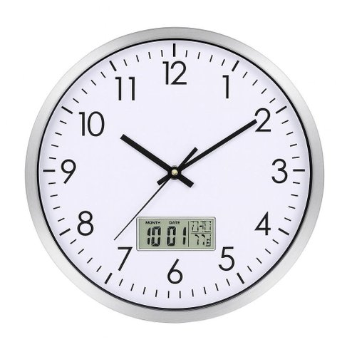 Relogio Parede Luxo com Display Digital Temperatura Calendario para Escritorio Sala Consultorio Desp