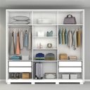 Ver imagem 5 de Guarda-Roupa Casal 6 Portas, 4 Gavetas, Pés e Espelho MDF Atlanta Branco