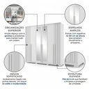 Ver imagem 4 de Guarda-Roupa Casal 6 Portas, 4 Gavetas, Pés e Espelho MDF Atlanta Branco