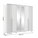 Ver imagem 3 de Guarda-Roupa Casal 6 Portas, 4 Gavetas, Pés e Espelho MDF Atlanta Branco