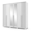 Ver imagem 2 de Guarda-Roupa Casal 6 Portas, 4 Gavetas, Pés e Espelho MDF Atlanta Branco