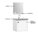 Ver imagem 5 de Conjunto Gabinete para Banheiro Suspenso com Cuba e Espelheira 40cm Unic Branco/Preto