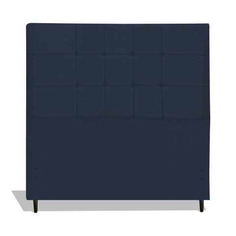 Cabeceira Estofada Box Casal Encosto para Cama Maveric 144x126 Azul Marinho
