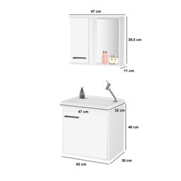 Gabinete suspenso para Banheiro com Cuba e Espelheira 45cm Arts - 3
