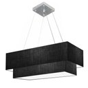 Ver imagem 1 de Lustre Pendente Duplo Retangular Vivare Md-4322 Cúpula em Tecido 99x40cm X 80x30cm - Bivolt Preto-