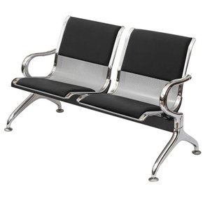 Longarina Estofada 2 Lugares Montreal Or Design 120 Cm (larg) Aço Cromado com Braços Externos