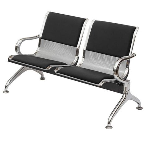 Longarina Estofada 2 Lugares Montreal Or Design 120 Cm (larg) Aço Cromado com Braços Externos