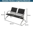 Ver imagem 4 de Longarina Estofada 2 Lugares Montreal Or Design 120 Cm (larg) Aço Cromado com Braços Externos
