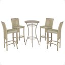 Ver imagem 1 de Mesa Bistrô e 4 Banquetas Roma Fendi Corda Estofado 7 Trama Rami