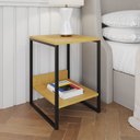 Ver imagem 1 de Mesa Cabeceira Industrial Canela Tókio Base Ferro Preto