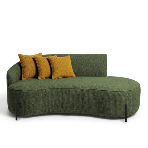 Sofá 2 Lugares Orgânico 160cm Morgan Pé Ferro Preto Napoli Verde/amarelo D03 - D'rossi