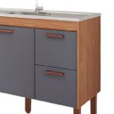 Ver imagem 4 de Gabinete de Cozinha 114cm Armário 100% MDF 2 Porta 2 Gavetas:Freijó/Titanium