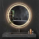 Ver imagem 2 de Espelho Redondo 80x80 cm Jateado LED 3 Cores Touch Moderno