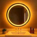 Ver imagem 5 de Espelho Redondo 80x80 cm Jateado LED 3 Cores Touch Moderno