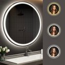 Ver imagem 7 de Espelho Redondo 80x80 cm Jateado LED 3 Cores Touch Moderno