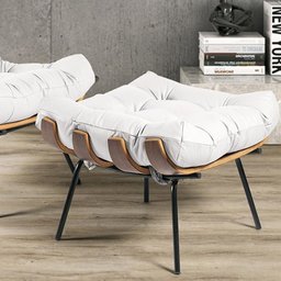 Kit 02 Puffs Costela L04 Couro Branco - 4