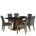 Ver imagem 2 de Conjunto Sala de Jantar Mesa Tampo de Madeira 6 Cadeiras Rustic/preto/silver Britney Madesa