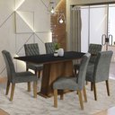 Ver imagem 1 de Conjunto Sala de Jantar Mesa Tampo de Madeira 6 Cadeiras Rustic/preto/silver Britney Madesa