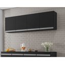 Ver imagem 2 de Armário Aéreo 4 Portas Andréia 150cm Preto - Ajl Móveis